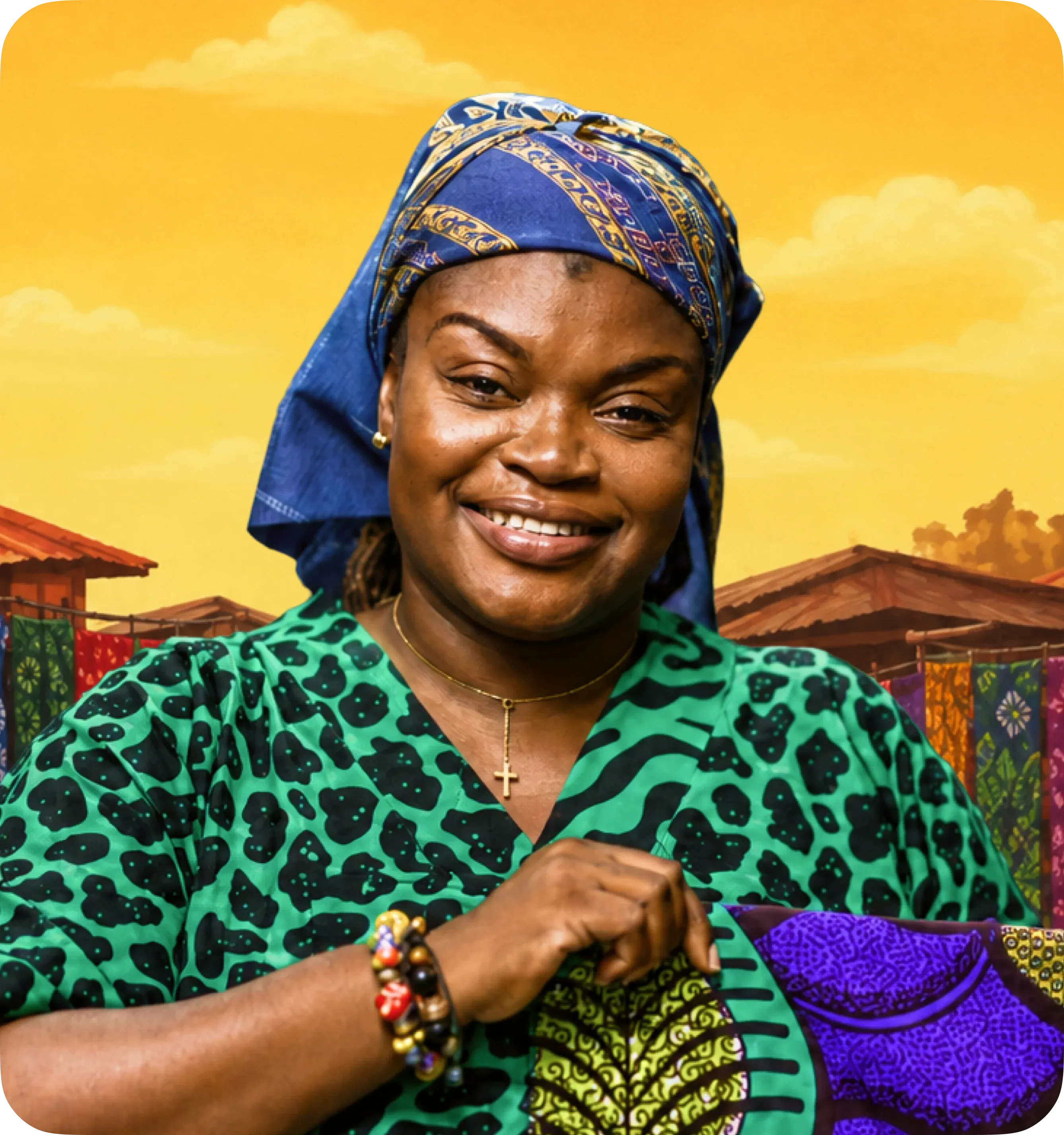 She's in Ghana but she easily pays her Nigerian supplier.